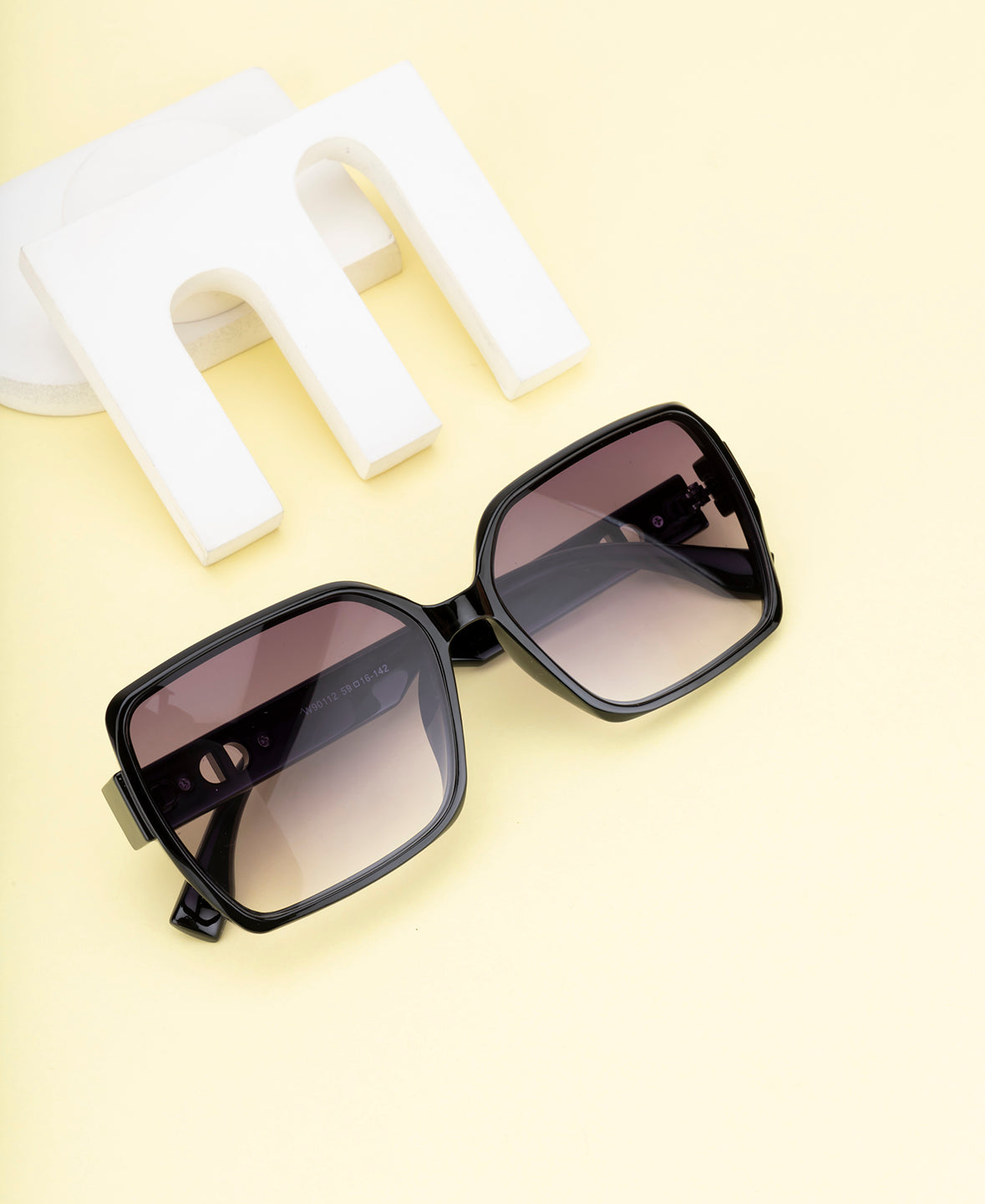 Clark N Palmer Purple Rectangular Sunglasses