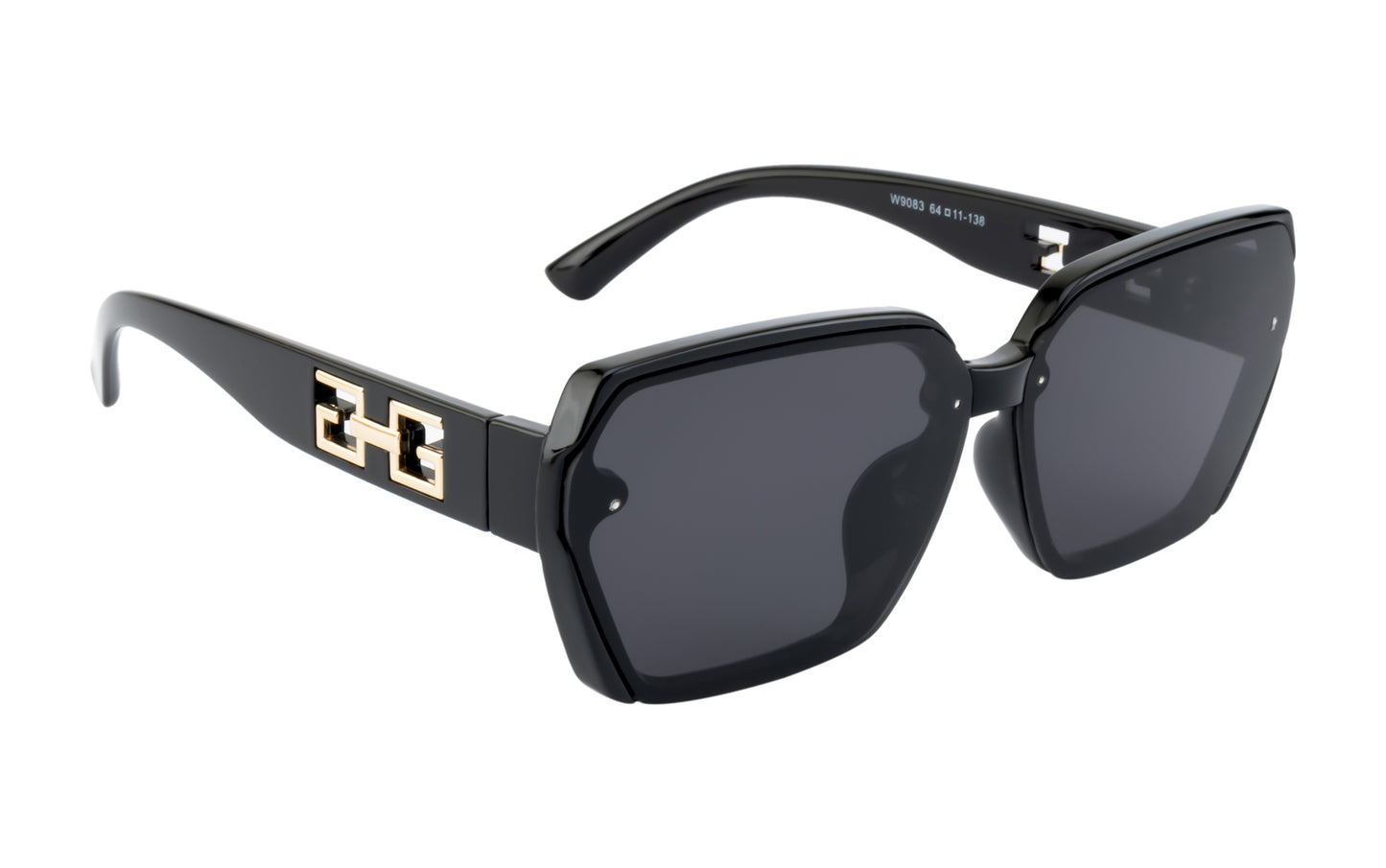 Clark N Palmer Black Rectangular Sunglasses