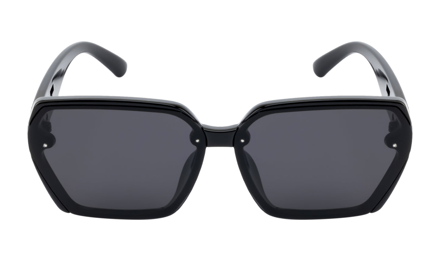 Clark N Palmer Black Rectangular Sunglasses