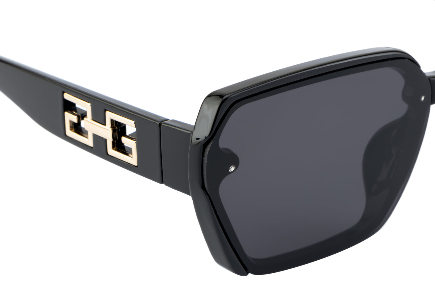 Clark N Palmer Black Rectangular Sunglasses