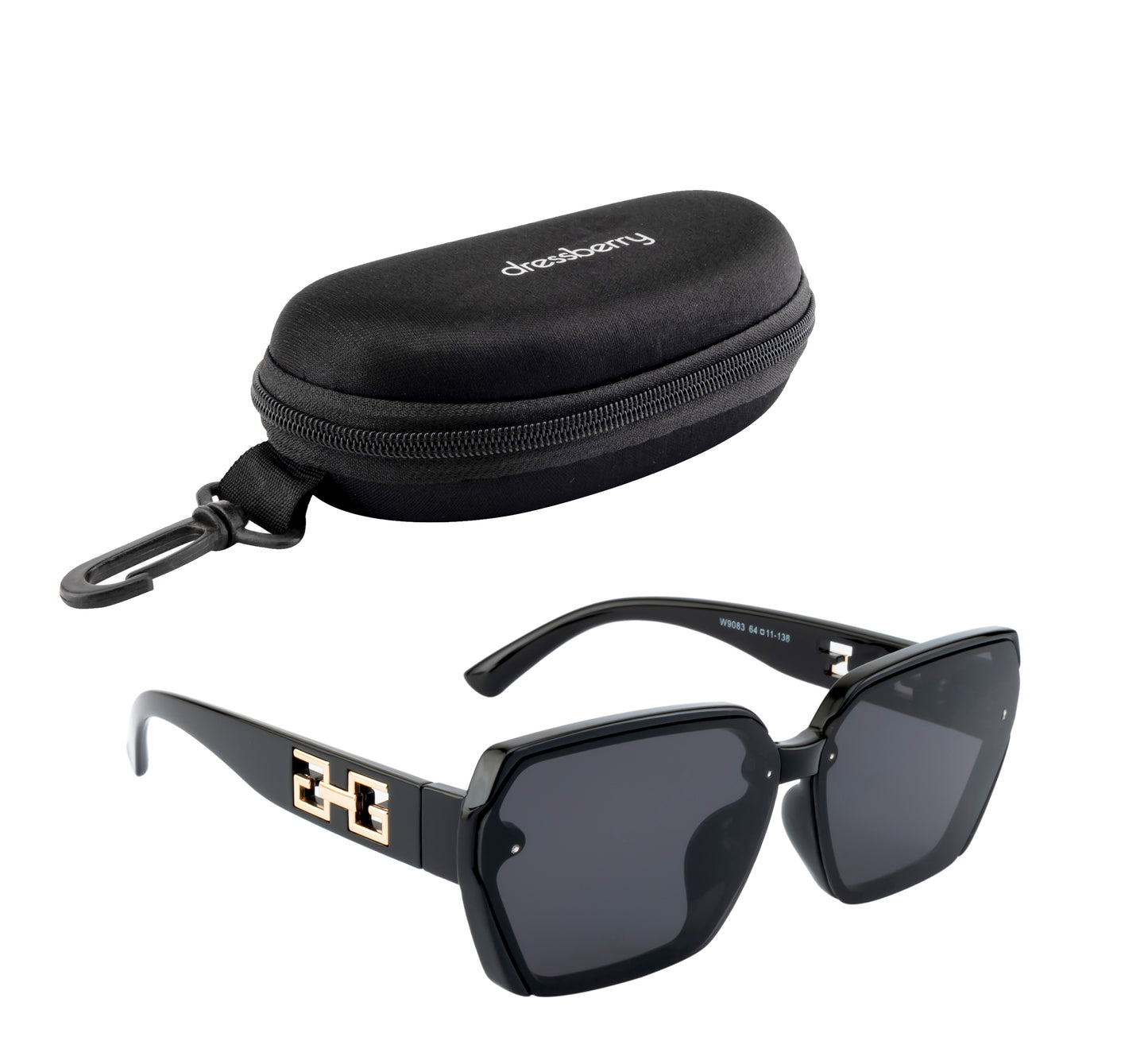 Clark N Palmer Black Rectangular Sunglasses