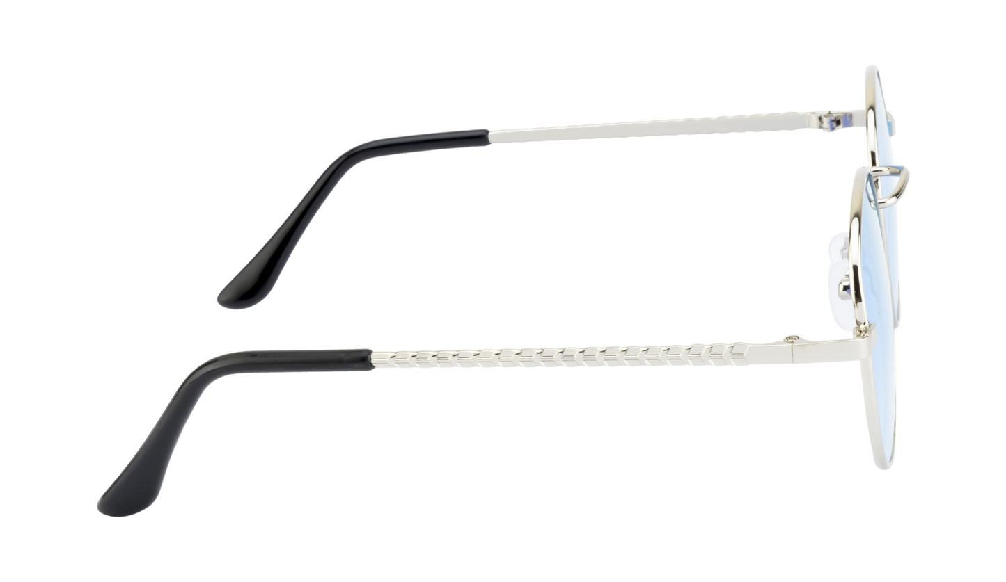 Clark N Palmer Silver Frame Sky Blue Reflective Sunglasses
