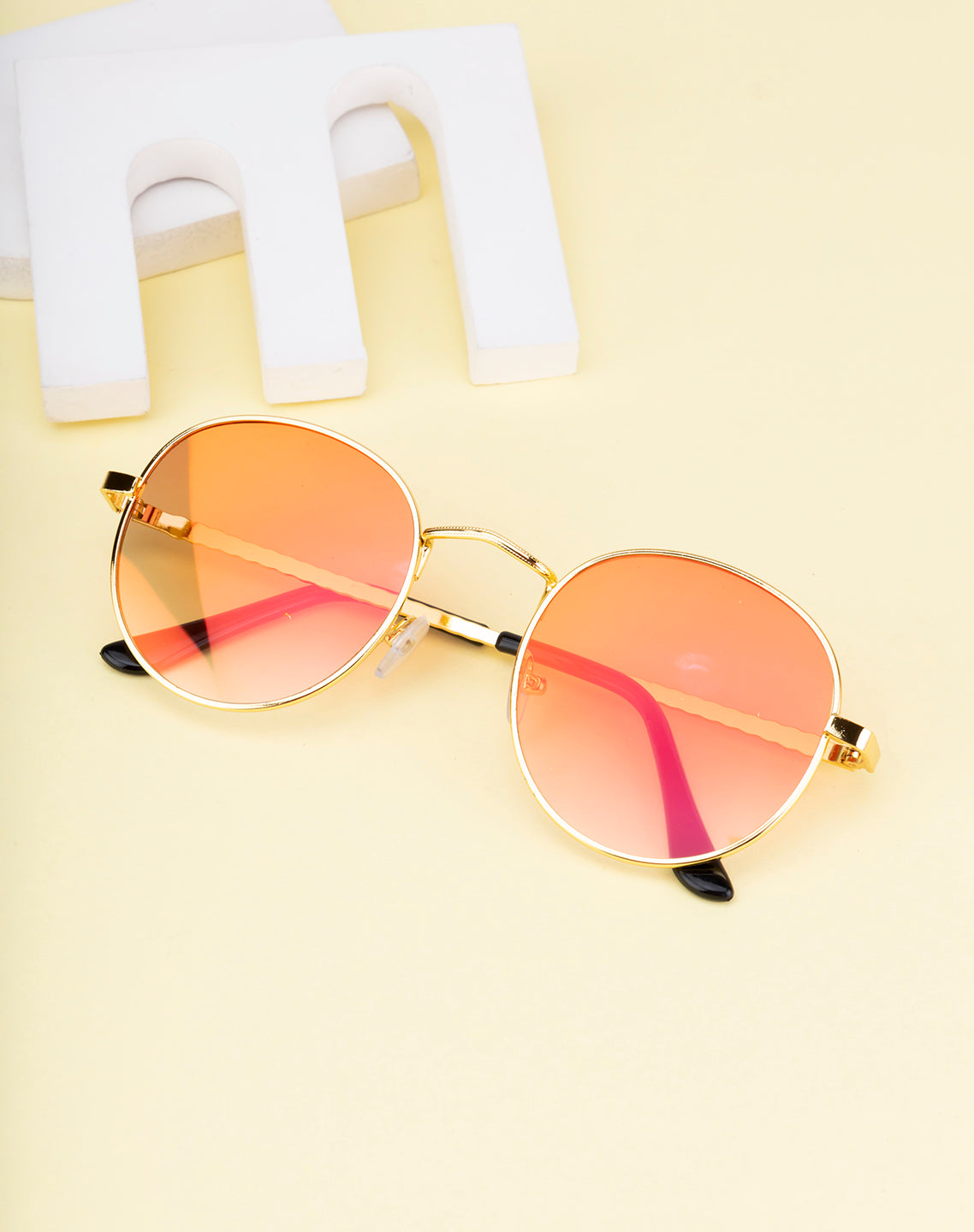 Clark N Palmer Gold Frame Sunset Pink Reflective Sunglasses