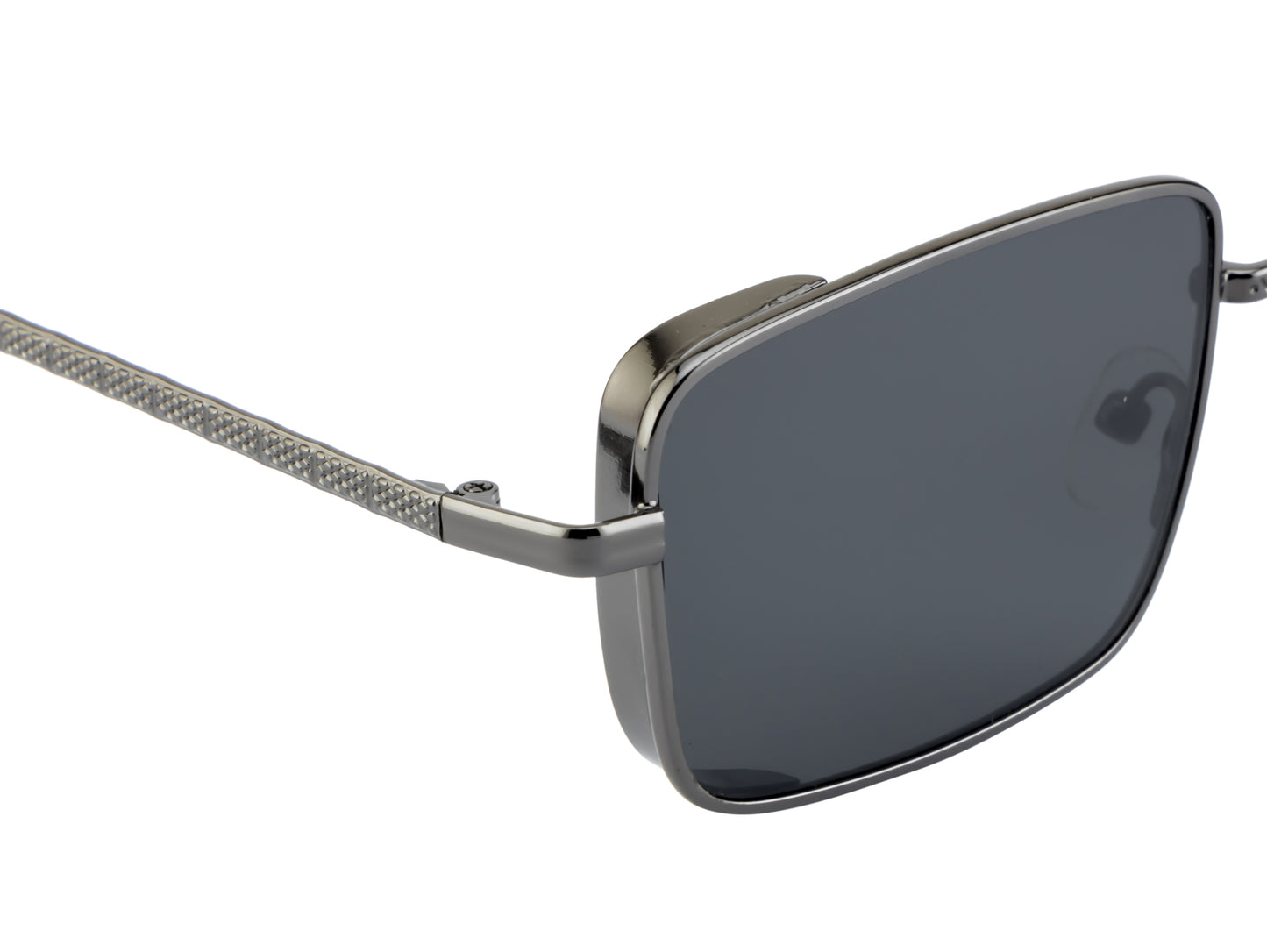 Clark N Palmer Gunmetal Frame Rectangular Black Sunglasses