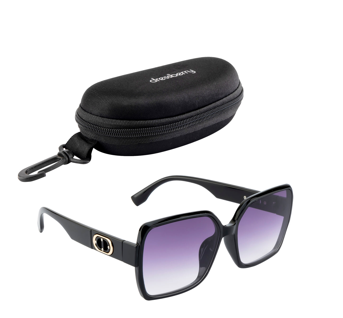 Clark N Palmer Purple Rectangular Sunglasses
