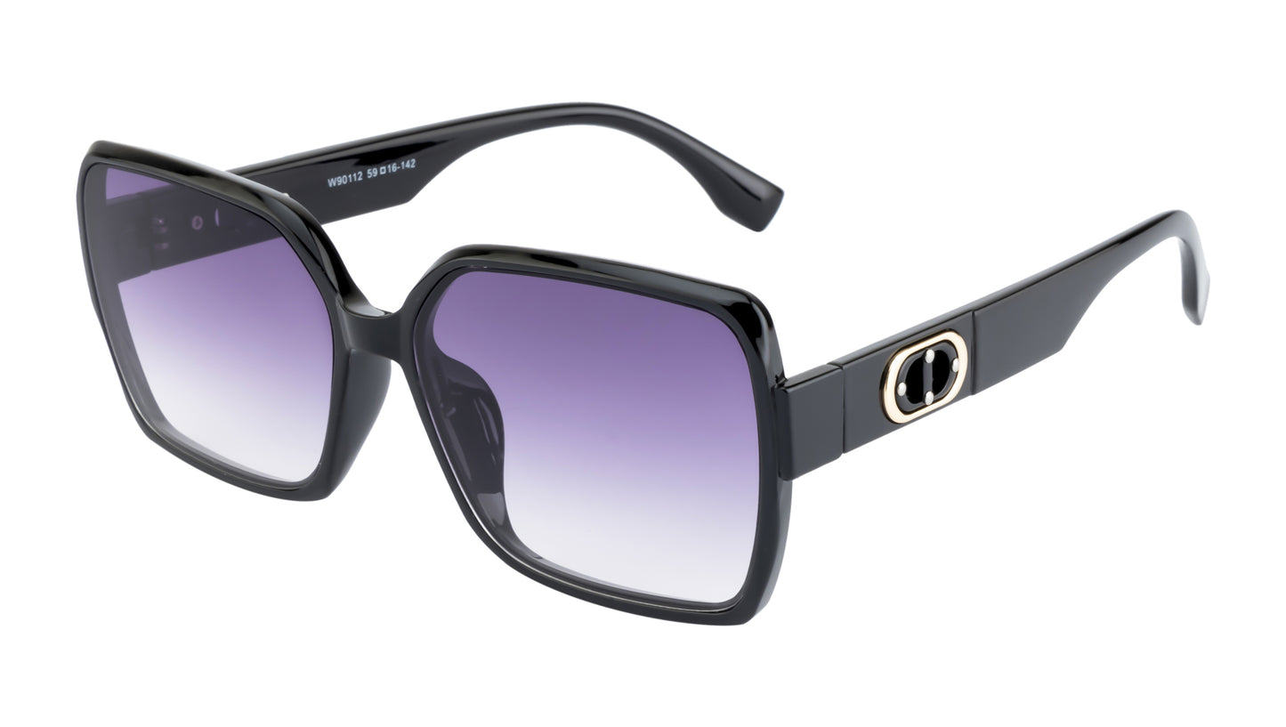 Clark N Palmer Purple Rectangular Sunglasses