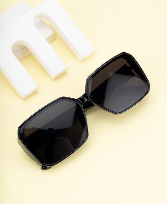 Clark N Palmer Black Rectangular Sunglasses