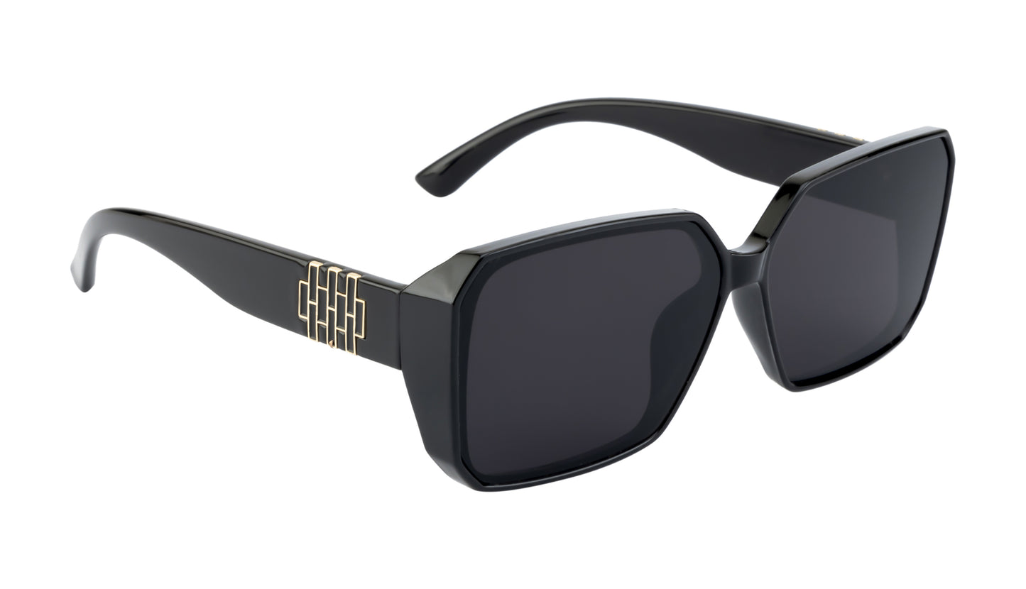 Clark N Palmer Black Rectangular Sunglasses