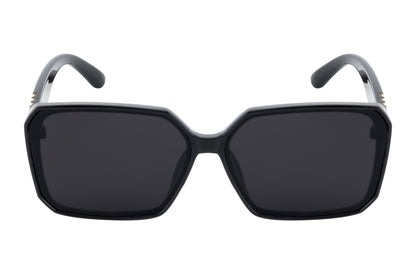 Clark N Palmer Black Rectangular Sunglasses