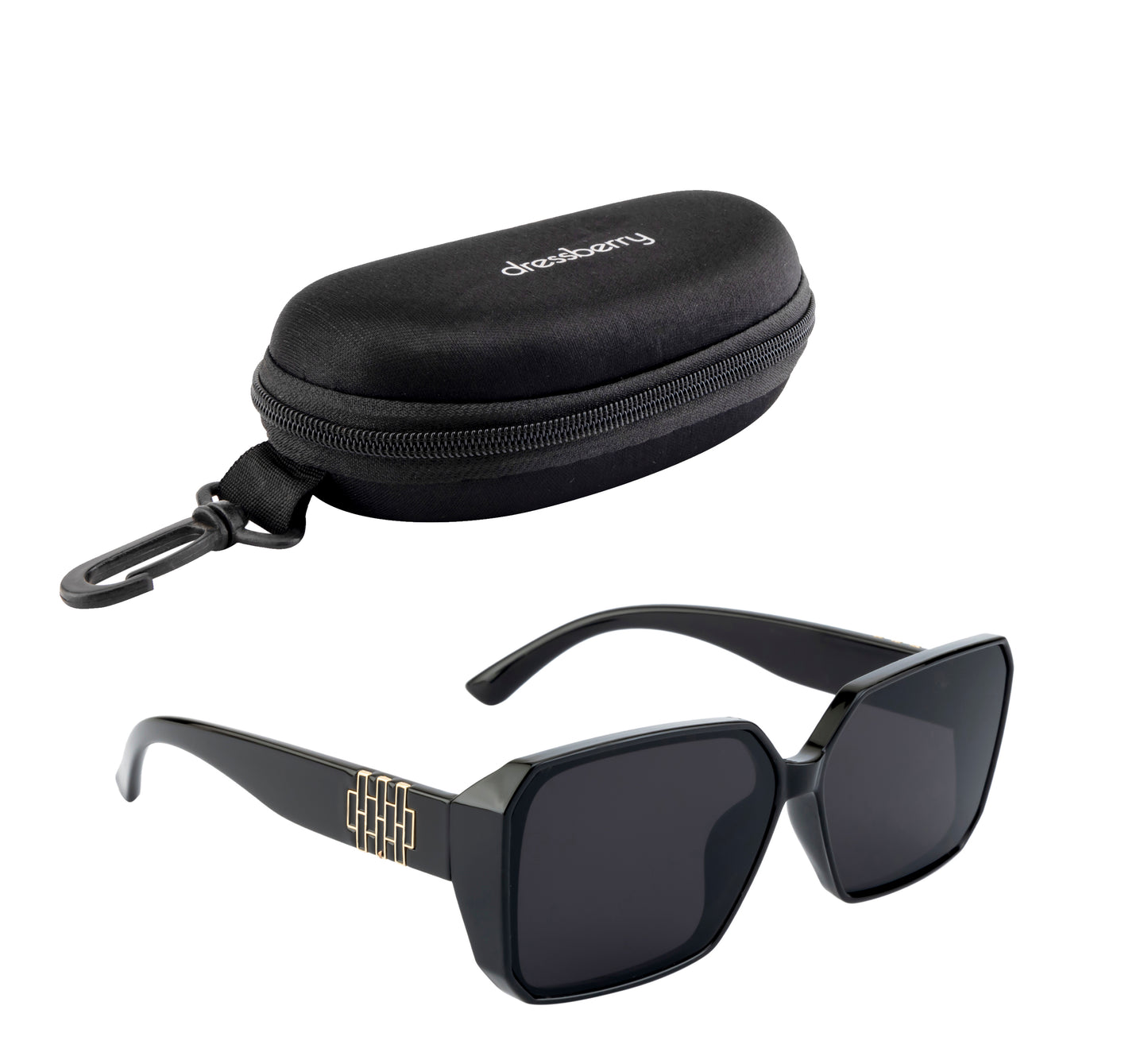 Clark N Palmer Black Rectangular Sunglasses