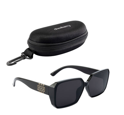 Clark N Palmer Black Rectangular Sunglasses