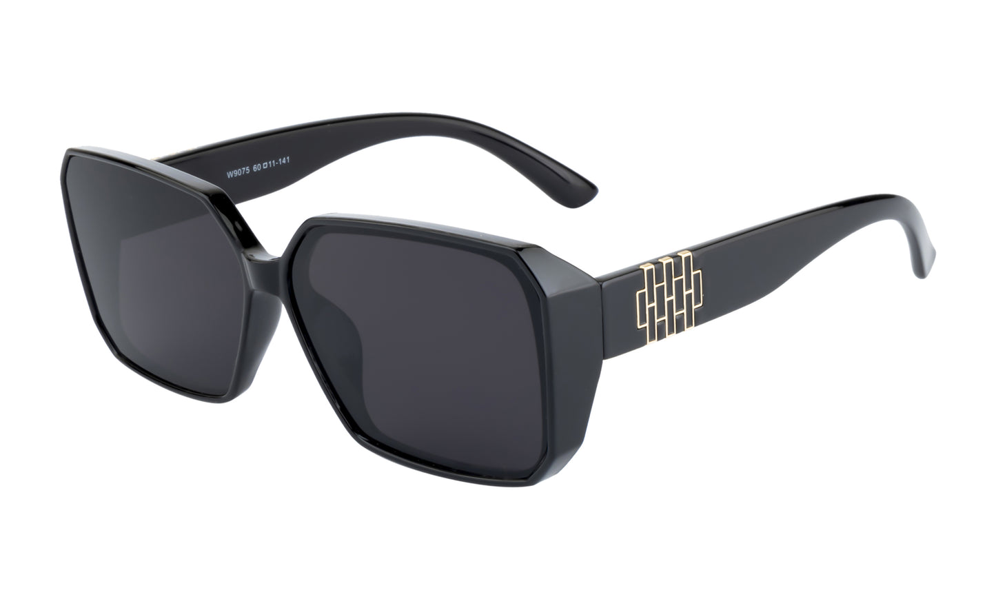 Clark N Palmer Black Rectangular Sunglasses