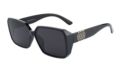 Clark N Palmer Black Rectangular Sunglasses