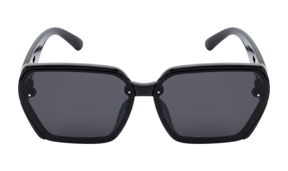 Clark N Palmer Black Rectangular Sunglasses