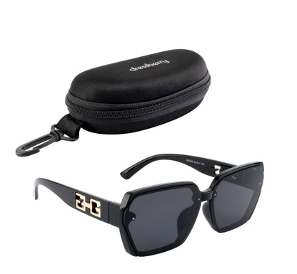Clark N Palmer Black Rectangular Sunglasses