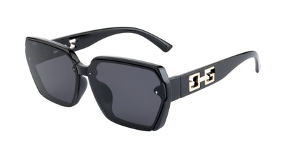 Clark N Palmer Black Rectangular Sunglasses