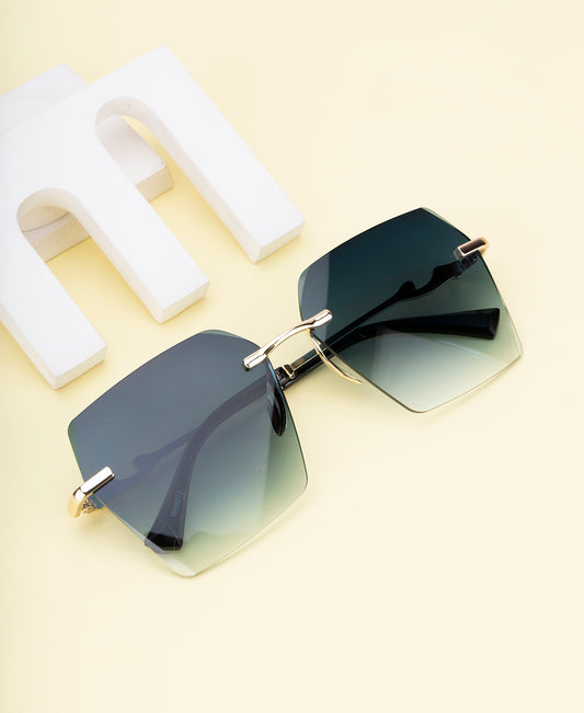 Clark N Palmer Green Rectangular Sunglasses