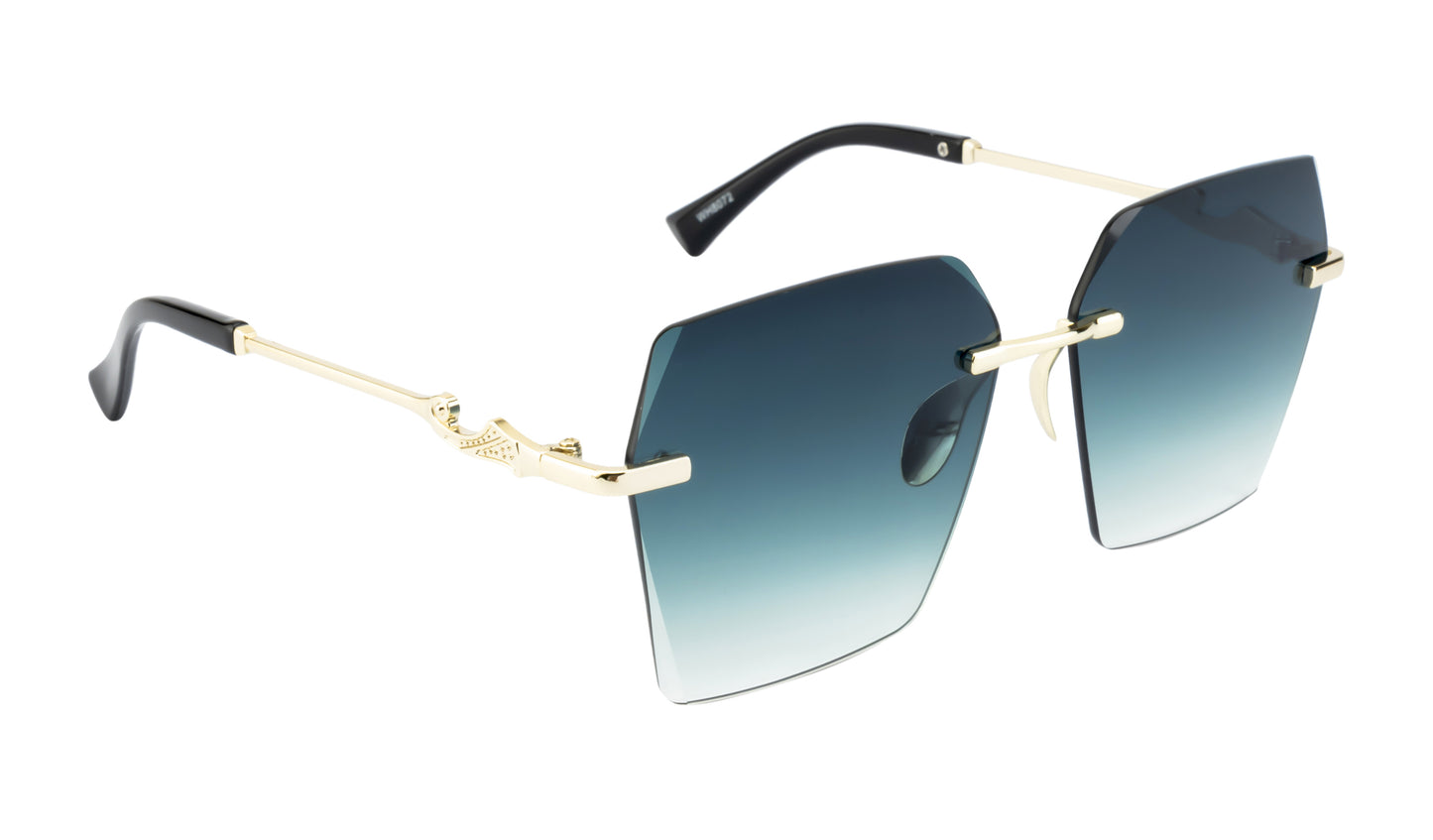 Clark N Palmer Green Rectangular Sunglasses