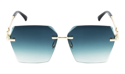 Clark N Palmer Green Rectangular Sunglasses