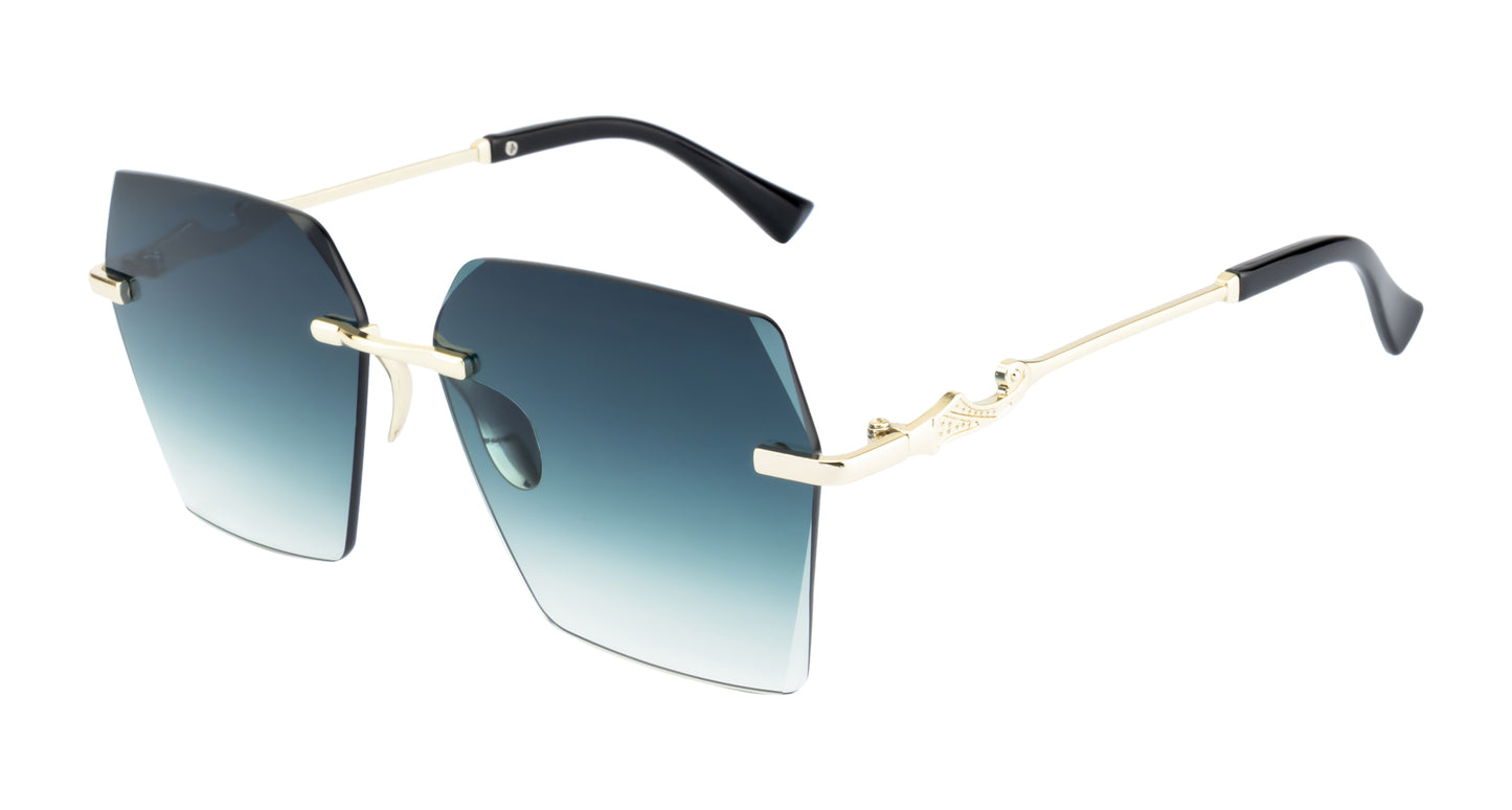 Clark N Palmer Green Rectangular Sunglasses