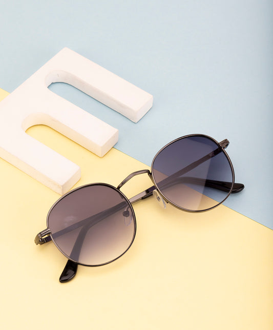 Clark N Palmer Grey Gradient Round Sunglasses