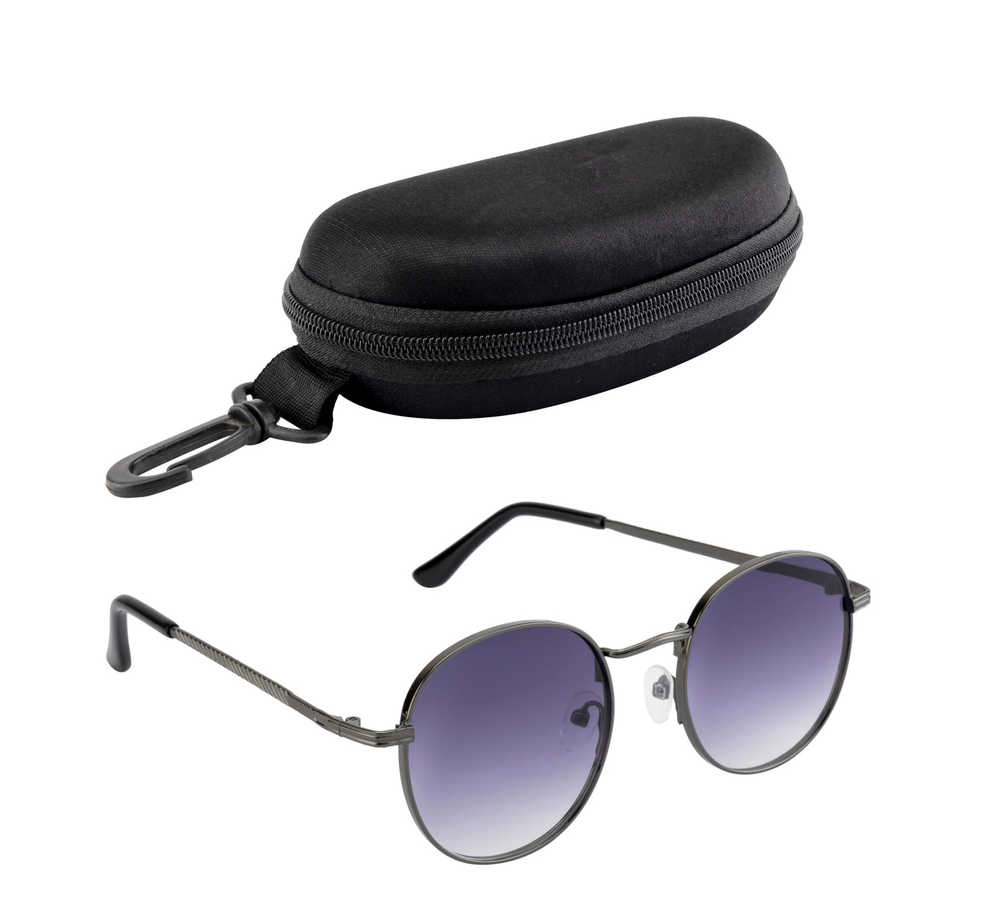 Clark N Palmer Grey Gradient Round Sunglasses