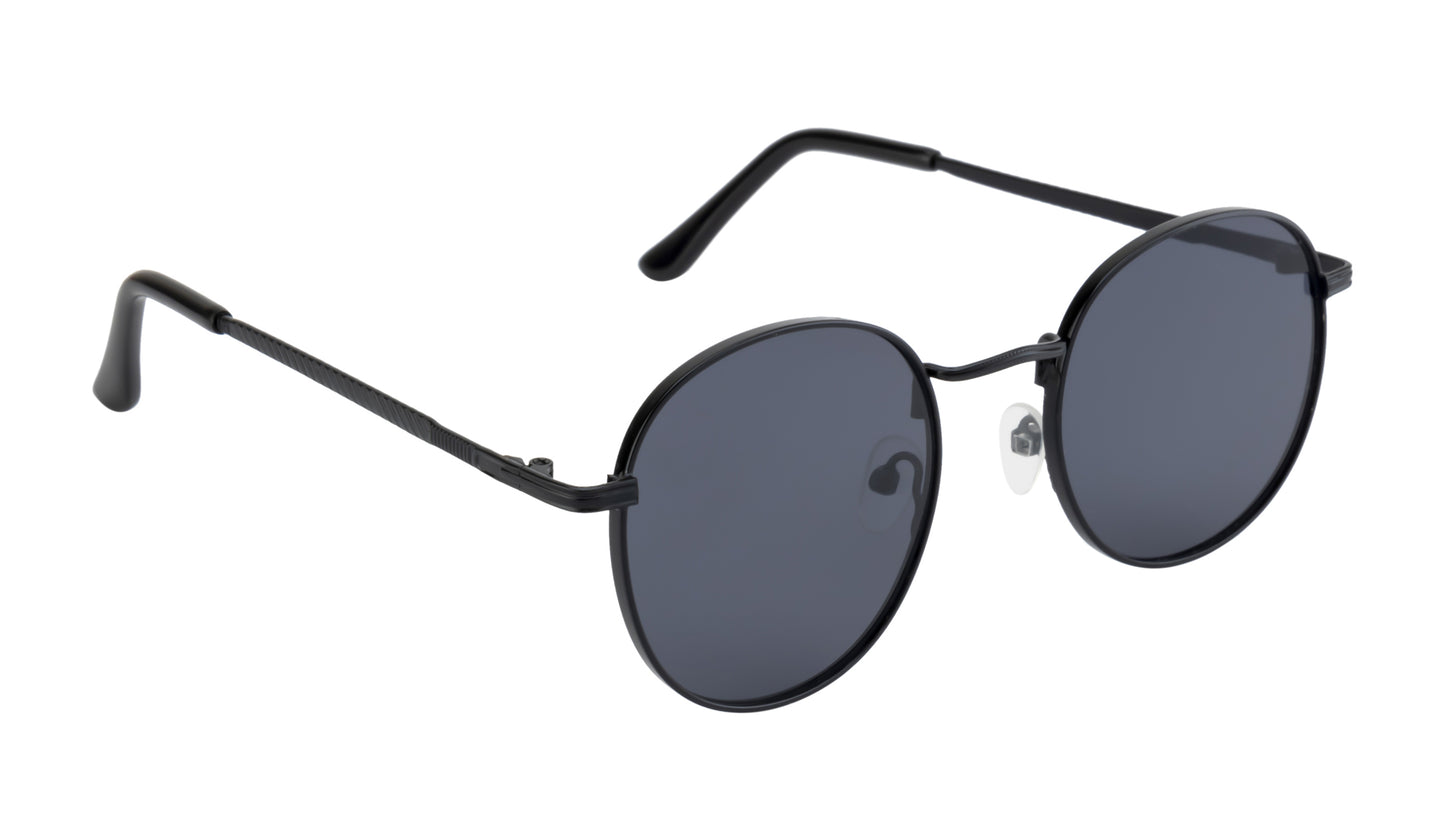 Clark N Palmer Black Round Sunglasses