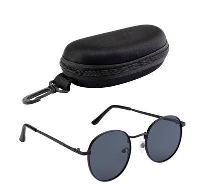 Clark N Palmer Black Round Sunglasses