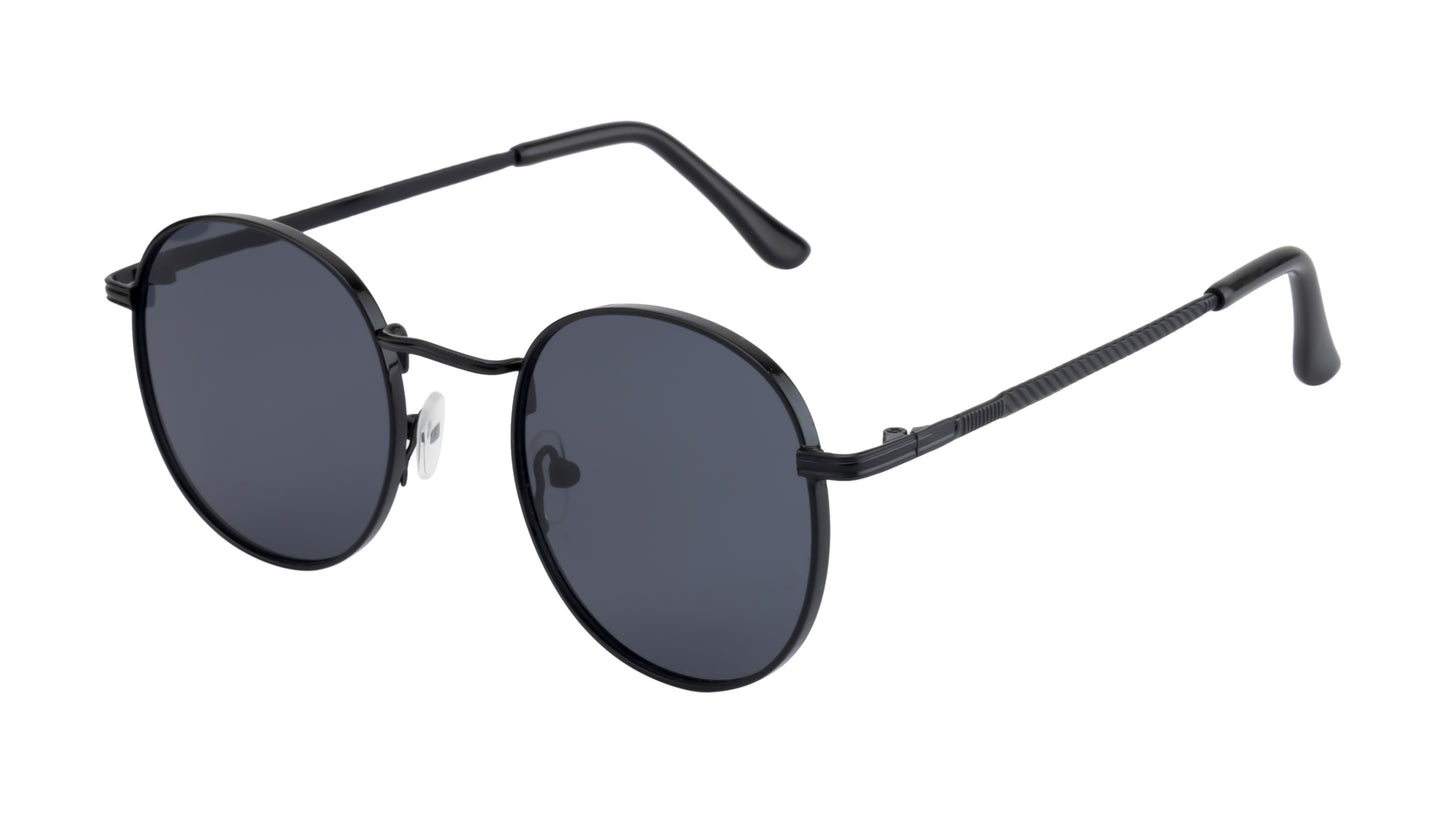 Clark N Palmer Black Round Sunglasses