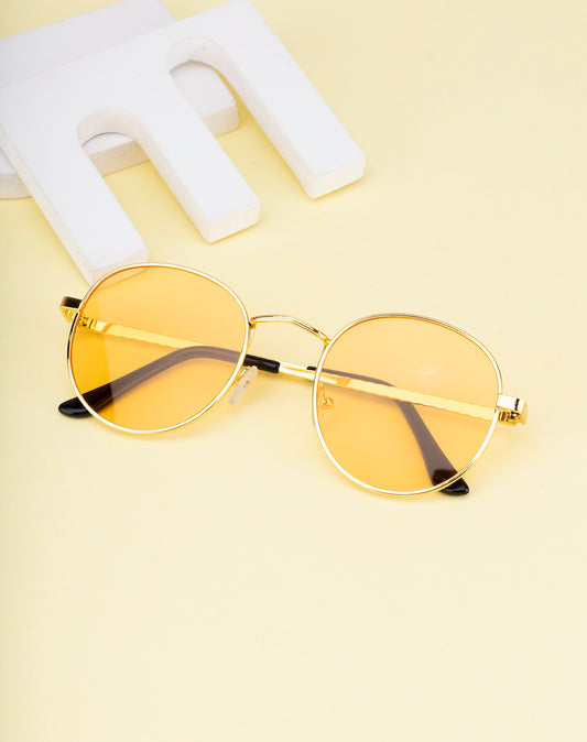Clark N Palmer Gold Frame Yellow Tinted Sunglasses