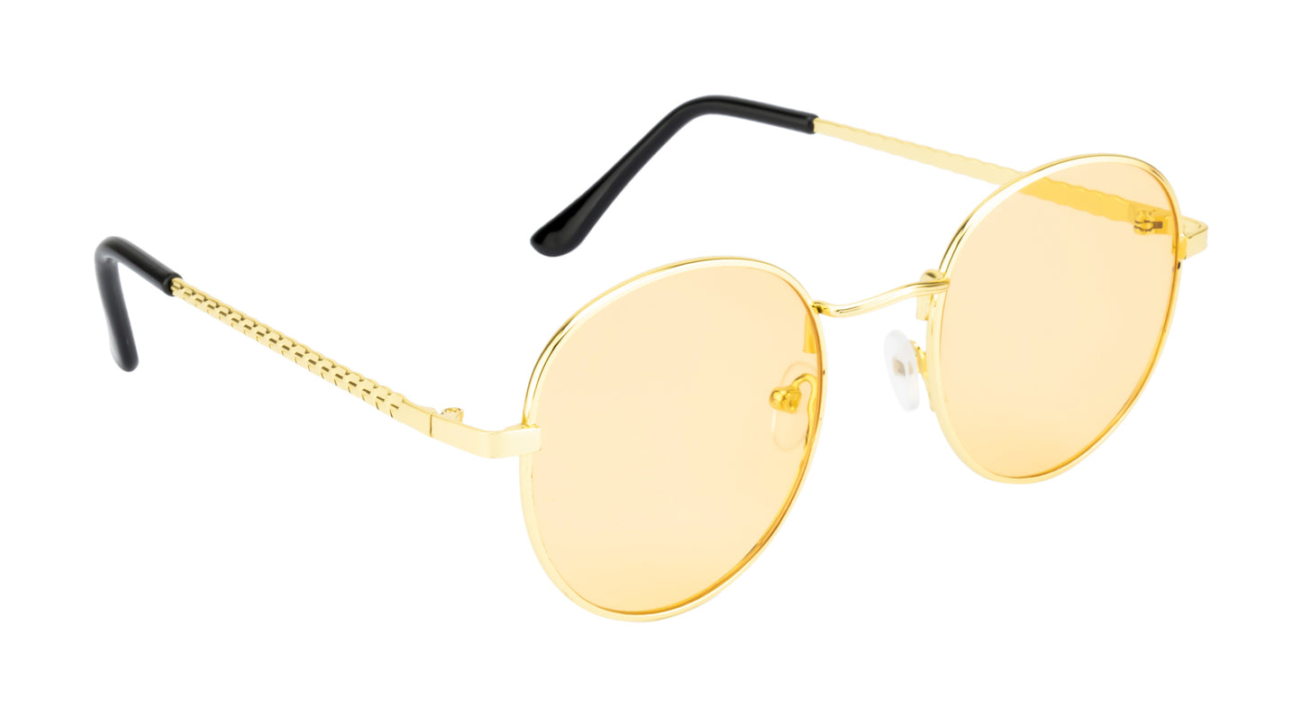 Clark N Palmer Gold Frame Yellow Tinted Sunglasses