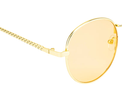Clark N Palmer Gold Frame Yellow Tinted Sunglasses