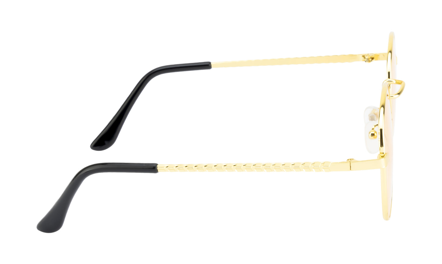 Clark N Palmer Gold Frame Yellow Tinted Sunglasses