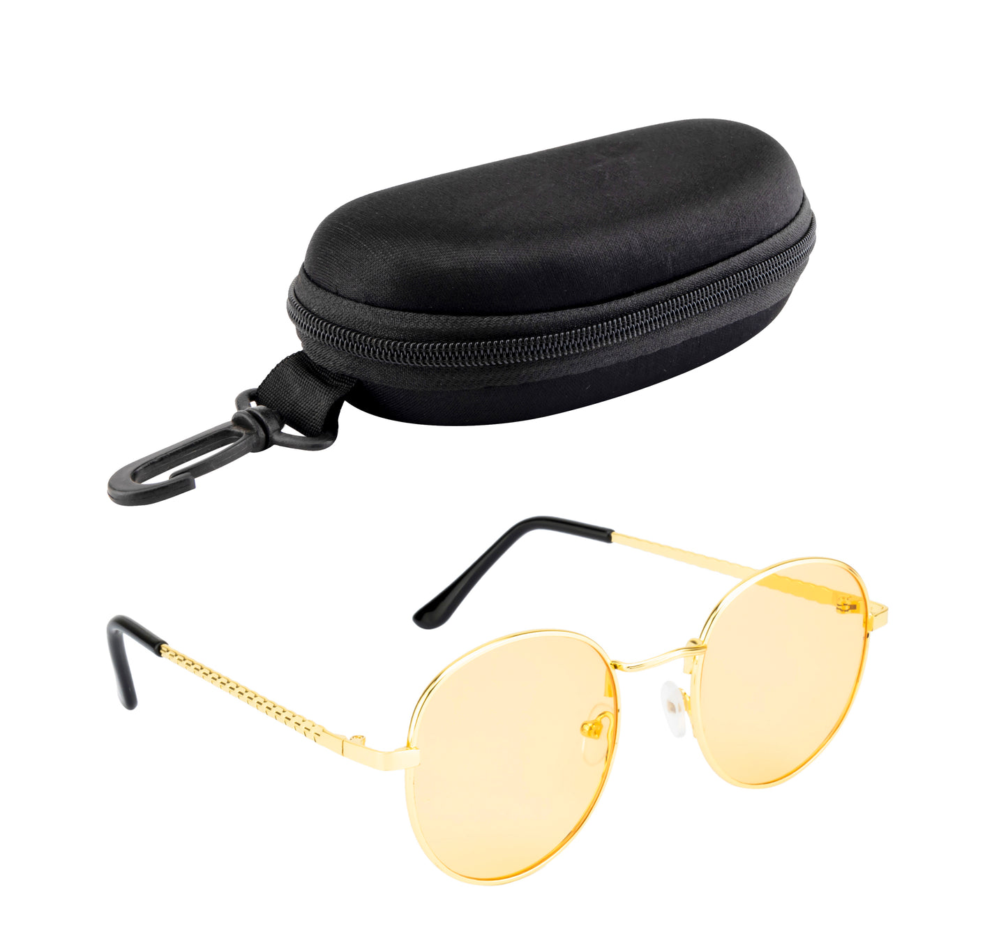 Clark N Palmer Gold Frame Yellow Tinted Sunglasses