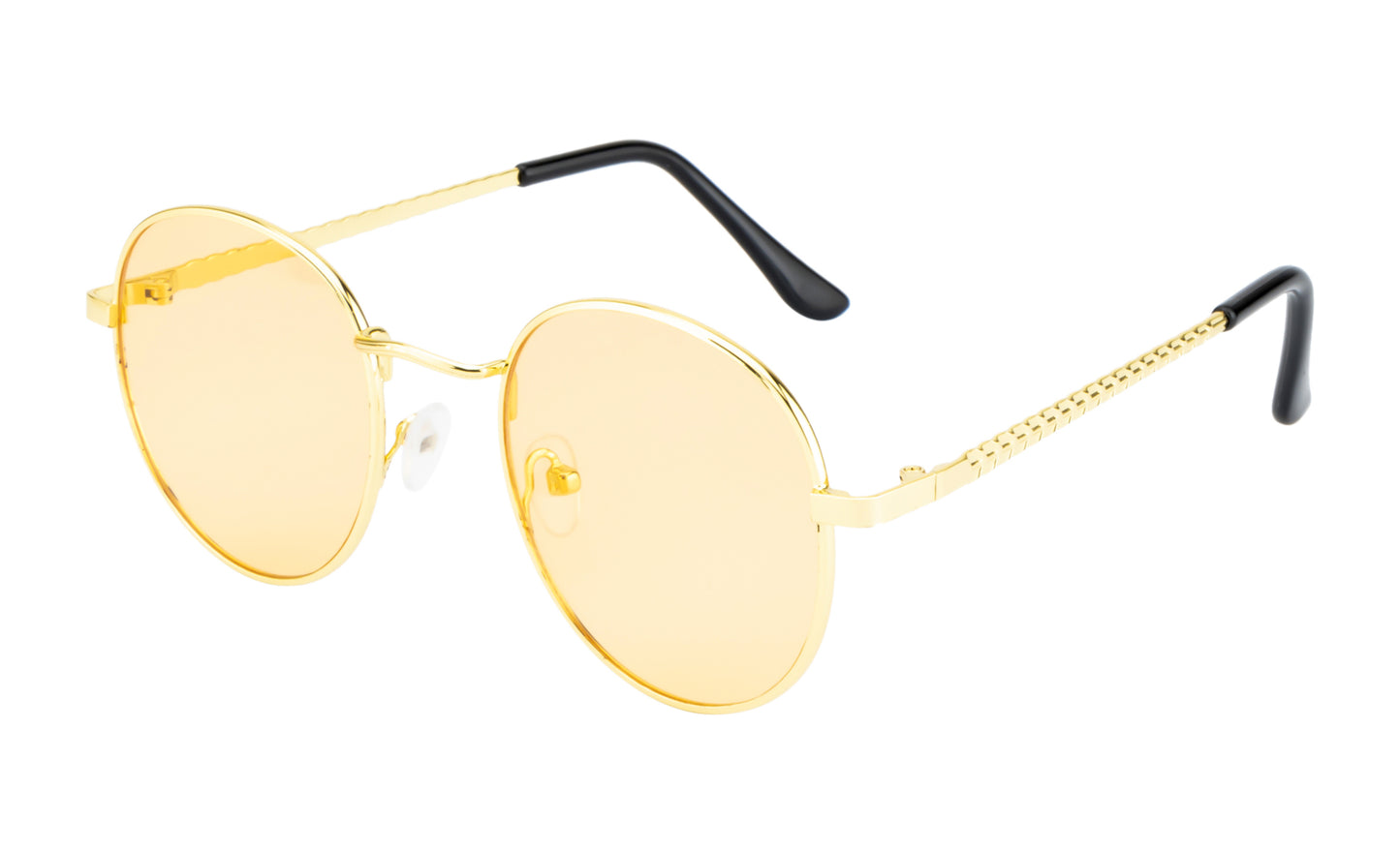 Clark N Palmer Gold Frame Yellow Tinted Sunglasses