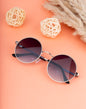 Clark N Palmer Silver Frame Gradient Round Sunglasses