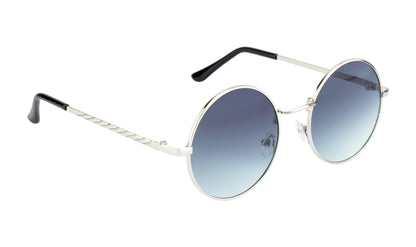 Clark N Palmer Silver Frame Gradient Round Sunglasses