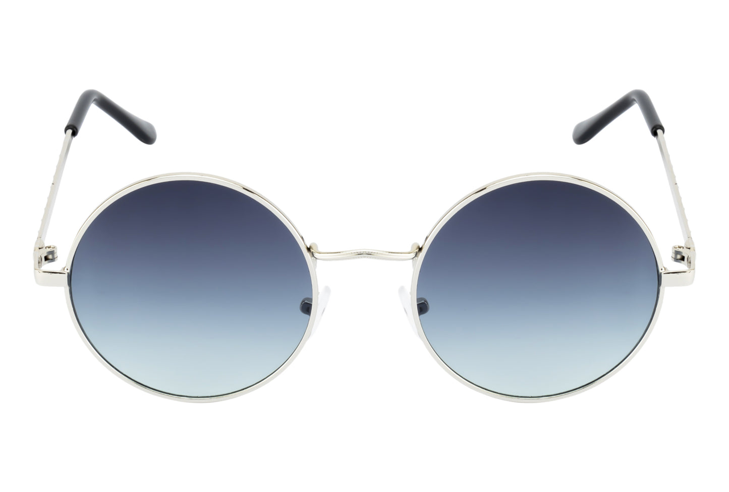 Clark N Palmer Silver Frame Gradient Round Sunglasses