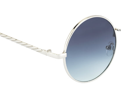 Clark N Palmer Silver Frame Gradient Round Sunglasses
