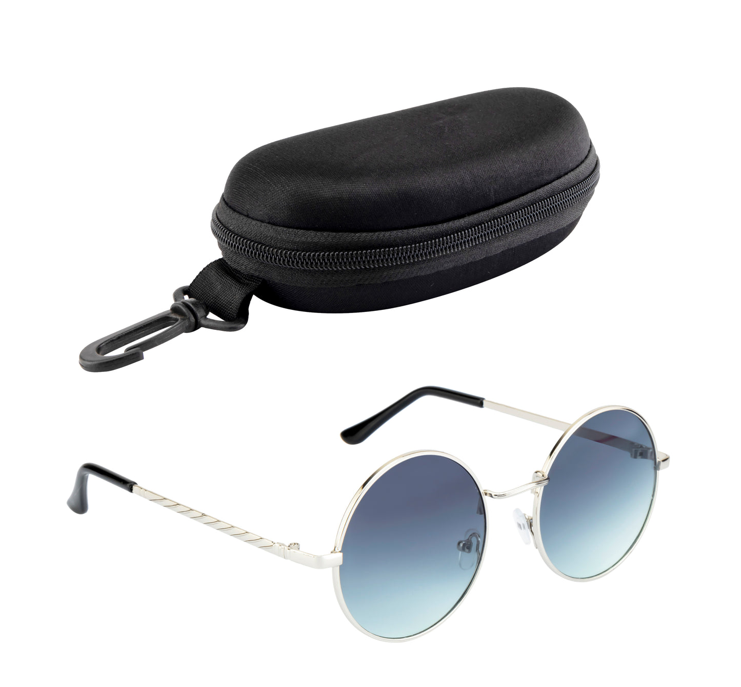 Clark N Palmer Silver Frame Gradient Round Sunglasses