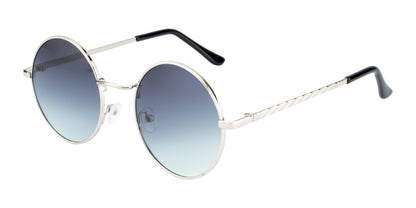 Clark N Palmer Silver Frame Gradient Round Sunglasses