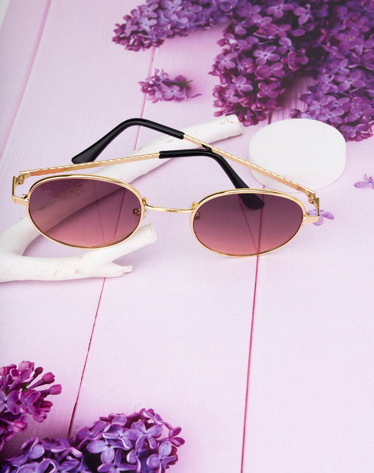 Clark N Palmer Gold Frame Oval Gradient Sunglasses