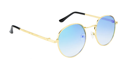 Clark N Palmer Gold Frame Green-Blue Reflective Sunglasses