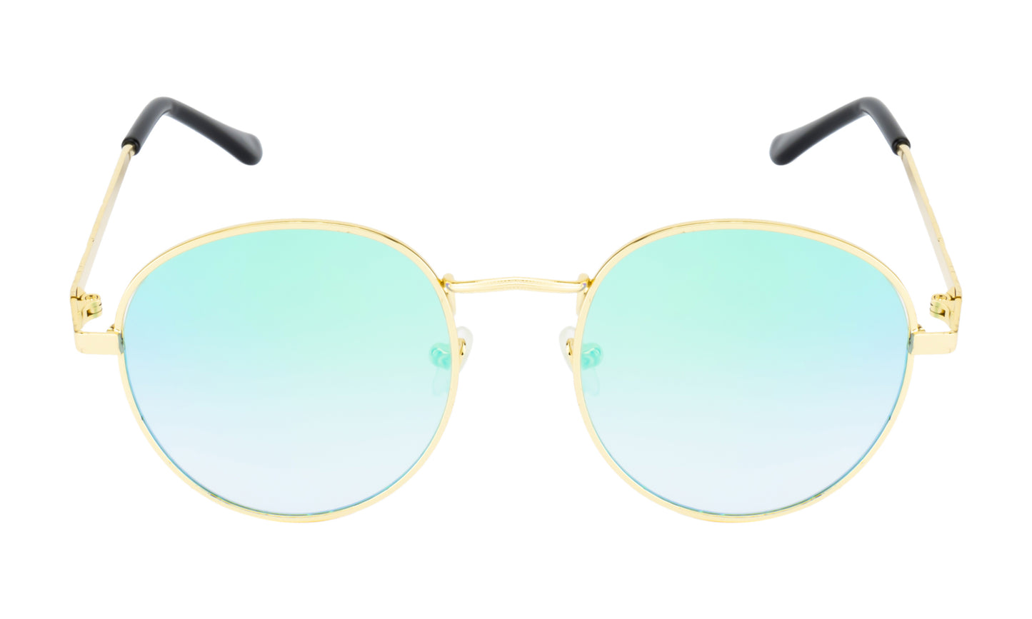 Clark N Palmer Gold Frame Green-Blue Reflective Sunglasses