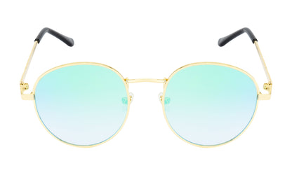 Clark N Palmer Gold Frame Green-Blue Reflective Sunglasses