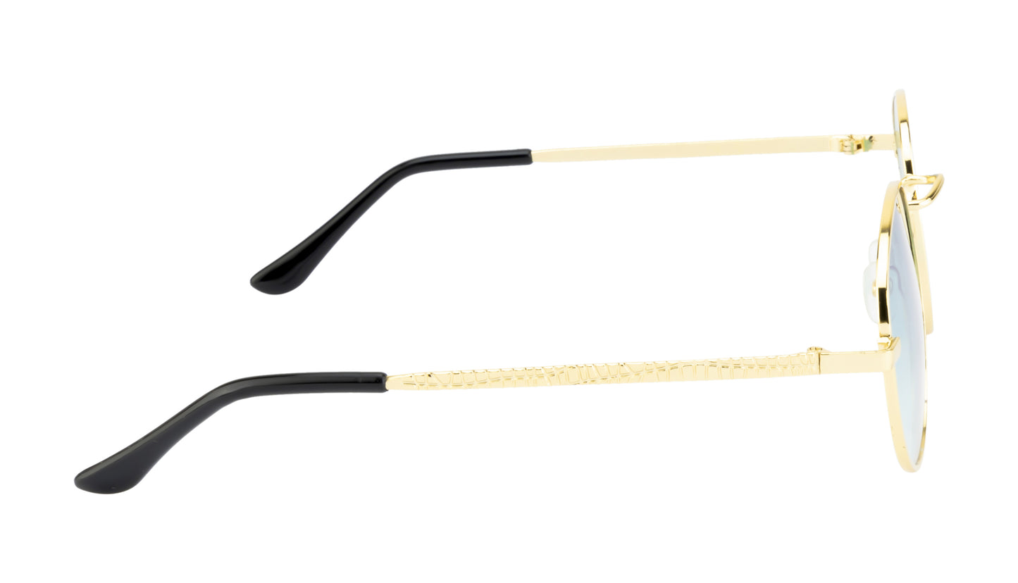Clark N Palmer Gold Frame Green-Blue Reflective Sunglasses