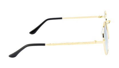 Clark N Palmer Gold Frame Green-Blue Reflective Sunglasses