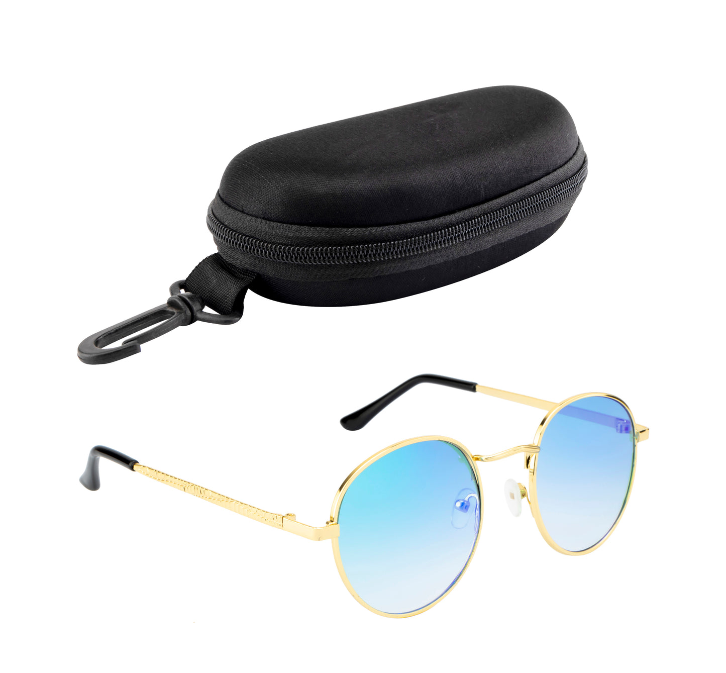 Clark N Palmer Gold Frame Green-Blue Reflective Sunglasses