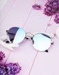 Clark N Palmer Silver Frame Sky Blue Reflective Sunglasses