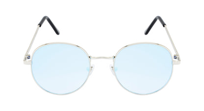 Clark N Palmer Silver Frame Sky Blue Reflective Sunglasses